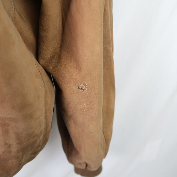 Vintage Sheep Leather Brown Tan Leather Zip Front Bomber Jacket Mens L - Picture 4 of 5